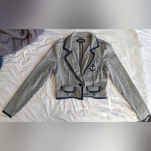 Forever 21 stripe denim crop jacket